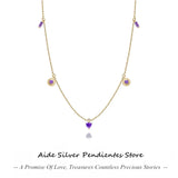 Delicate Purple Crystal Necklace 925 Silver 18K Plated for Women Girl