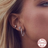 Geometric CZ Pearl Earring 925 Sterling Silver Cartilage Piercing