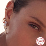Geometric CZ Pearl Earring 925 Sterling Silver Cartilage Piercing