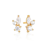 Geometric CZ Pearl Earring 925 Sterling Silver Cartilage Piercing