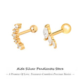 925 Sterling Silver Zircon Ear Bone Pierced Stud Earrings