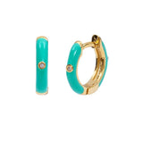 Green CZ Huggie Earrings for Women - Silver Hoop Jewelry
