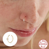 S925 Sterling Silver Nose Pierced Crystale Nose Ring