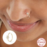 S925 Sterling Silver Nose Pierced Crystale Nose Ring