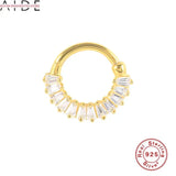 925 Silver Nose Piercing Stud with Geometric Diamond, Round Design for Women