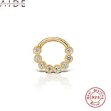 925 Silver Nose Piercing Stud with Geometric Diamond, Round Design for Women