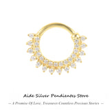 925 Silver Nose Piercing Stud with Geometric Diamond, Round Design for Women