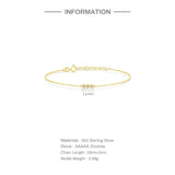 925 Silver Hand Chain Triple Crystal Bracelet