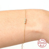 925 Silver Hand Chain Triple Crystal Bracelet