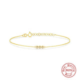925 Silver Hand Chain Triple Crystal Bracelet