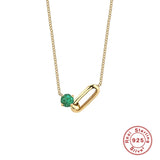 Minimalist Green Zircon Oval Necklace 925 Sterling Silver Pendant