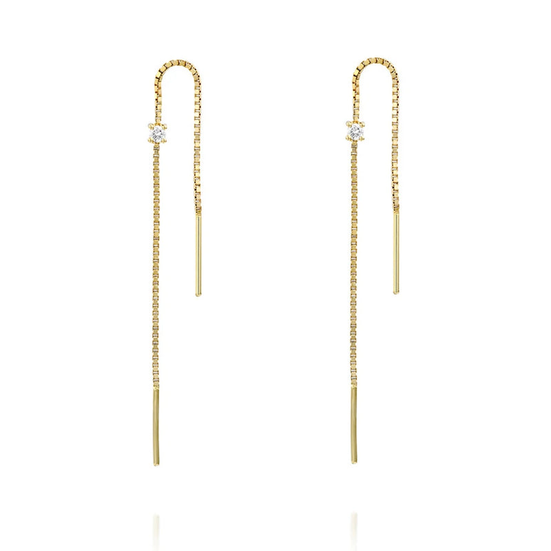 Zircon Ear Line 2PCS 925 Silver Stud Earrings