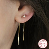 Zircon Ear Line 2PCS 925 Silver Stud Earrings