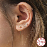 Zircon Ear Line 2PCS 925 Silver Stud Earrings