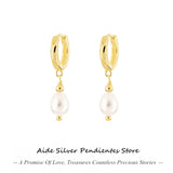 925 Sterling Silver Pearl Dangle Earrings for Women