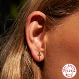 925 Silver 14mm Dagger Zircon Turquoise Stud Earring