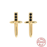 925 Silver 14mm Dagger Zircon Turquoise Stud Earring
