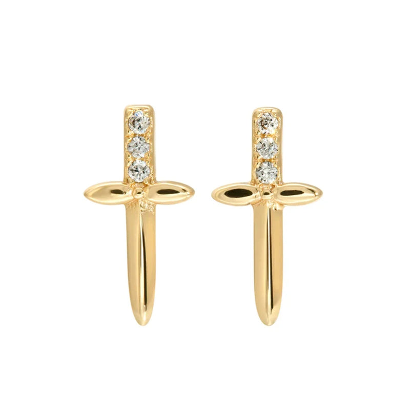 925 Silver 14mm Dagger Zircon Turquoise Stud Earring