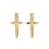 925 Silver 14mm Dagger Zircon Turquoise Stud Earring
