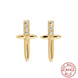 925 Silver 14mm Dagger Zircon Turquoise Stud Earring