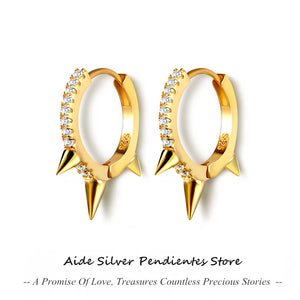 Minimalism 925 Silver Heart Pin Hoop Earrings Crystal Jewelry