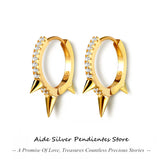 Minimalism 925 Silver Heart Pin Hoop Earrings Crystal Jewelry