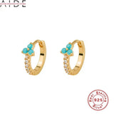 Minimalism 925 Silver Heart Pin Hoop Earrings Crystal Jewelry
