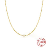 Minimalist 925 Silver Chain Necklace with Zircon