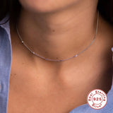Minimalist 925 Silver Chain Necklace with Zircon