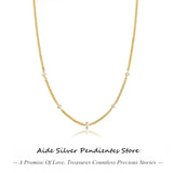Minimalist 925 Silver Chain Necklace with Zircon