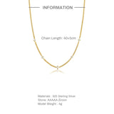 Minimalist 925 Silver Chain Necklace with Zircon