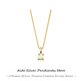 Four-Claw Opal Women's Necklace S925 Sterling Silver Thin Clavicle Necklaces