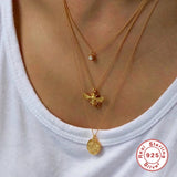 Four-Claw Opal Women's Necklace S925 Sterling Silver Thin Clavicle Necklaces