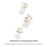 CZ Piercing Earrings Set 925 Sterling Silver Ear Studs for Women Jewelry