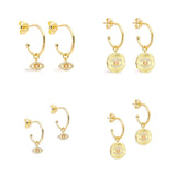 925 Silver Devil's Eye Stud Earrings Opal Zircon Piercing