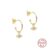 925 Silver Devil's Eye Stud Earrings Opal Zircon Piercing
