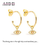 925 Silver Devil's Eye Stud Earrings Opal Zircon Piercing