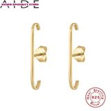 925 Silver Stud Earrings, Glossy Design, Fine Jewelry, Pendientes