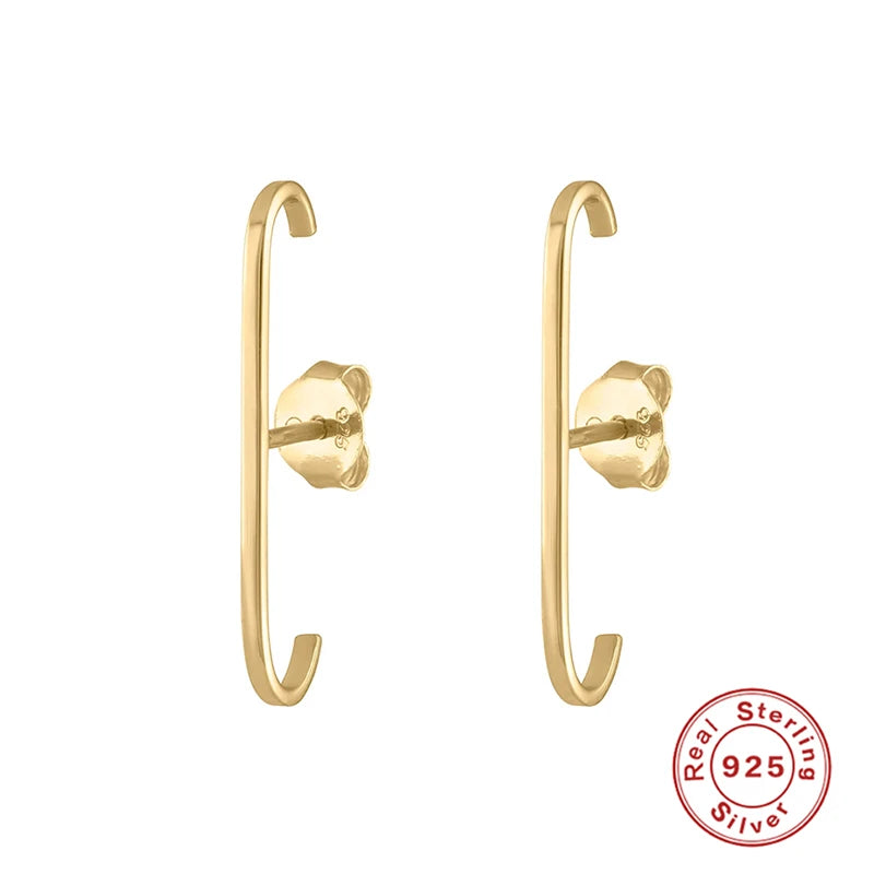 925 Silver Stud Earrings, Glossy Design, Fine Jewelry, Pendientes