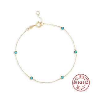 S925 Silver Turquoise Stacking Bracelet Chain for Women