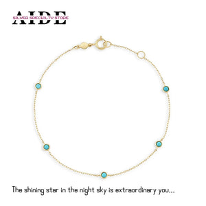 S925 Silver Turquoise Stacking Bracelet Chain for Women