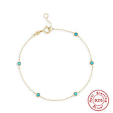 S925 Silver Turquoise Stacking Bracelet Chain for Women