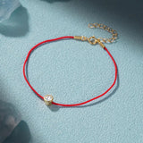 Zircon Flower Bracelet for Women | Red Rope Chain Jewelry