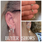 925 Silver CZ Stud Earrings Women Accessories