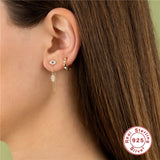 925 Silver CZ Stud Earrings Women Accessories