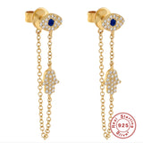 925 Silver CZ Stud Earrings Women Accessories