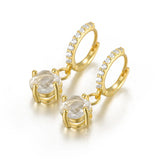 925 Silver Hand Cut Large Round Cubic Zirconia Pendant Earring