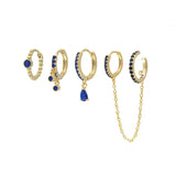 Sterling Silver Earrings Zircon Chain Hoops Earrings