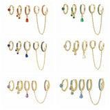 Sterling Silver Earrings Zircon Chain Hoops Earrings
