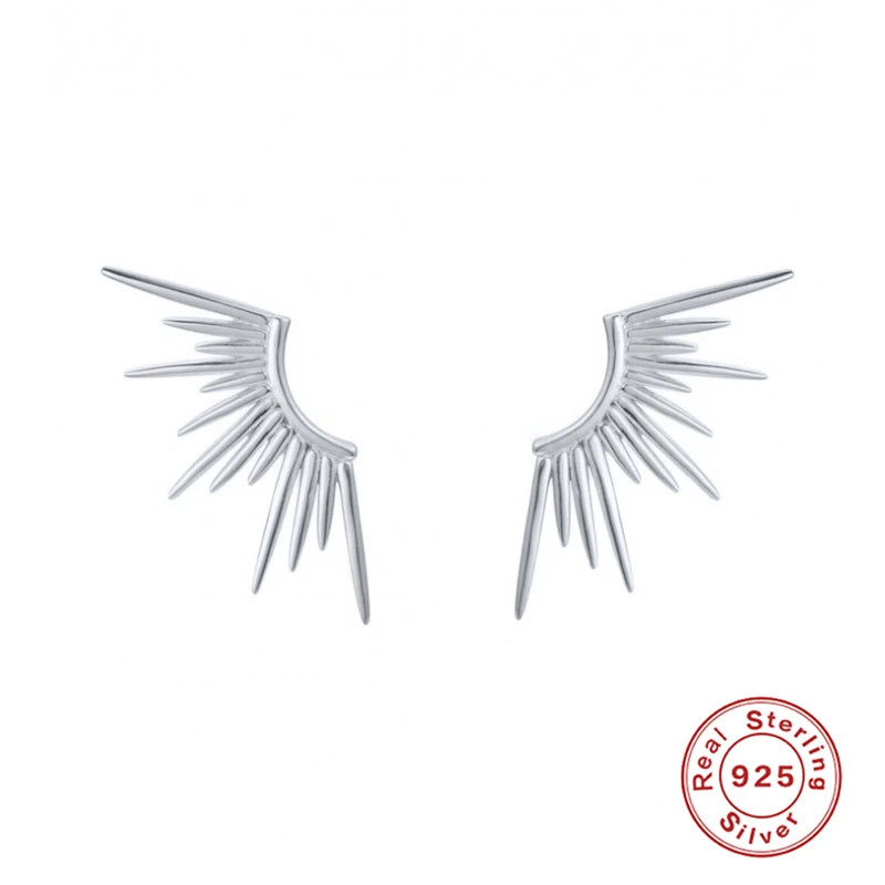 925 Sterling Silver Stud Earrings Irregular Line Jewelry